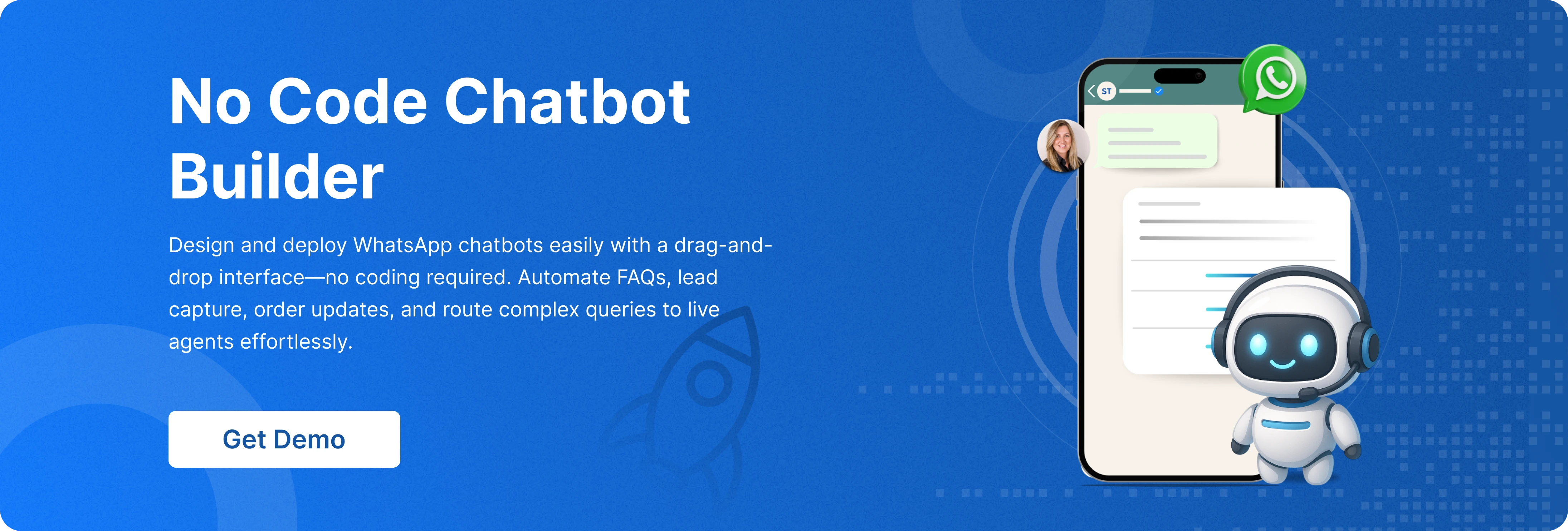 No code chatbot builder for automating customer support and lead generation without coding