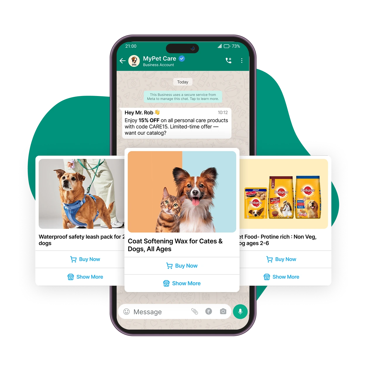 Product carousel example in WhatsApp